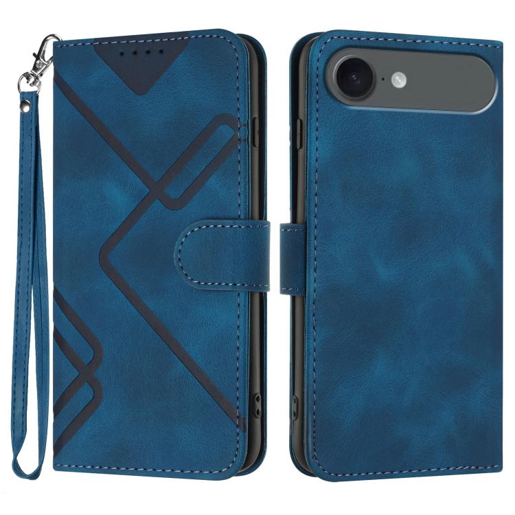 For iPhone 17 Air Line Pattern Skin Feel Leather Phone Case(Royal Blue) - free shipping - PMc TechLife - Order now!
