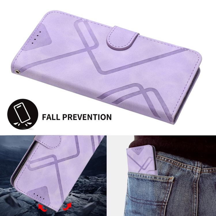 For iPhone 17 Line Pattern Skin Feel Leather Phone Case(Light Purple) - free shipping - PMc TechLife - Order now!