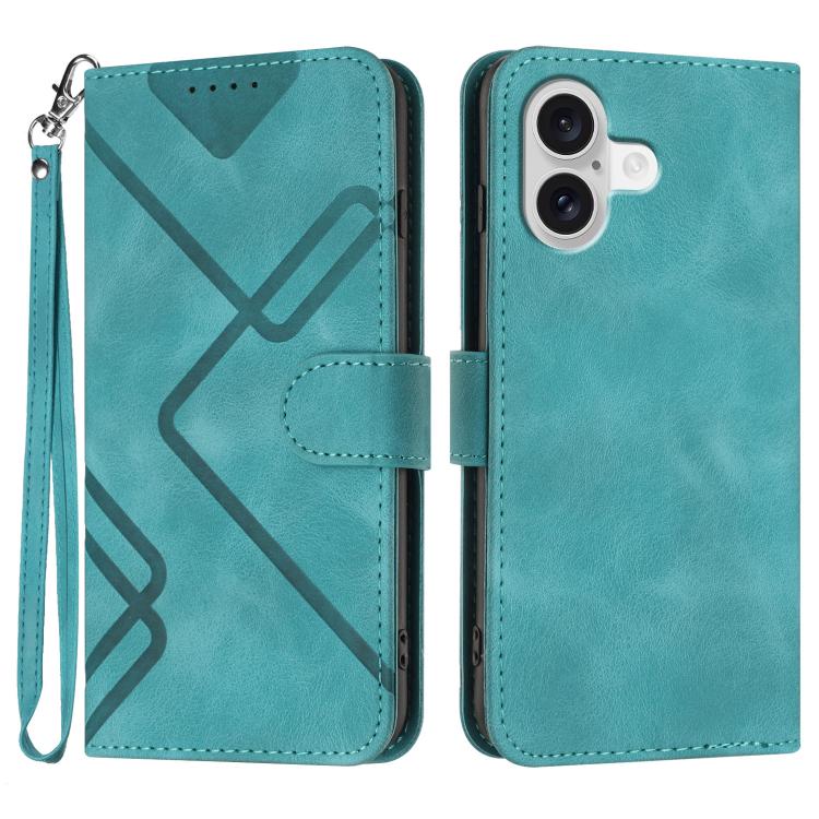 For iPhone 17 Line Pattern Skin Feel Leather Phone Case(Light Blue) - free shipping - PMc TechLife - Order now!