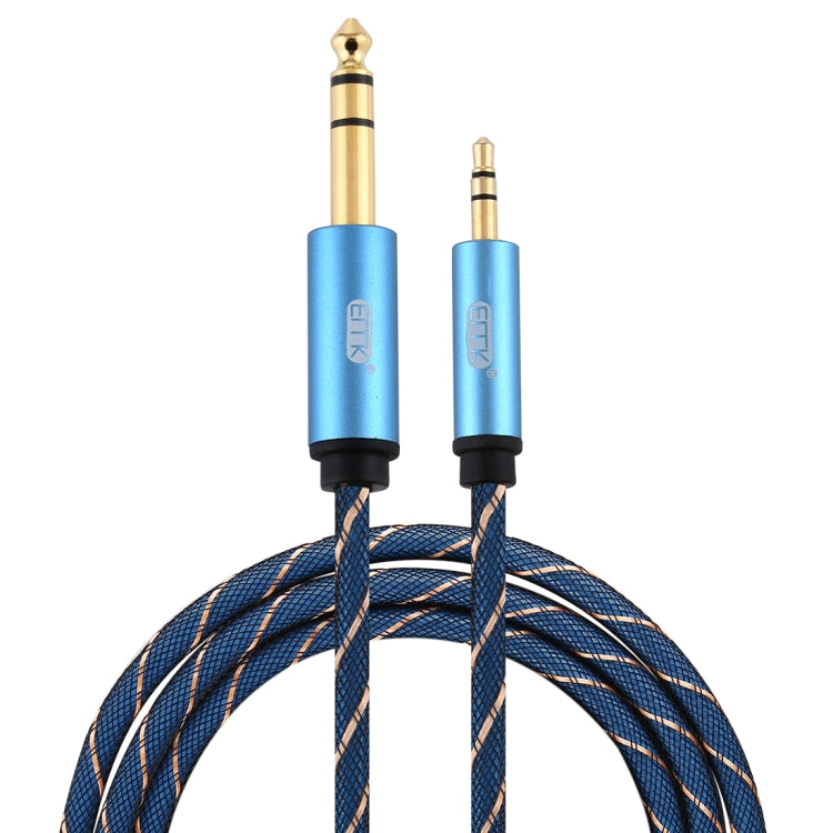 EMK 3.5mm Jack Male to 6.35mm Jack Male Gold Plated Connector Nylon Braid AUX Cable for Computer / X-BOX / PS3 / CD / DVD, Cable Length:1.5m(Dark Blue) - Audio Optical Cables by EMK | Online Shopping South Africa | PMC TechLife | Buy Now Pay Later Mobicred