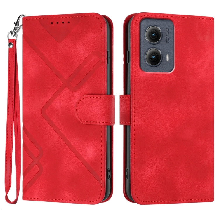 For Motorola Edge 5G 2024 Line Pattern Skin Feel Leather Phone Case(Red) - Motorola Cases by PMC Jewellery | Online Shopping South Africa | PMC Jewellery | Buy Now Pay Later Mobicred