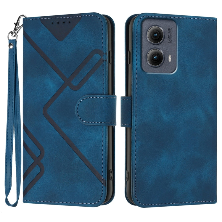 For Motorola Edge 5G 2024 Line Pattern Skin Feel Leather Phone Case(Royal Blue) - Motorola Cases by PMC Jewellery | Online Shopping South Africa | PMC Jewellery | Buy Now Pay Later Mobicred