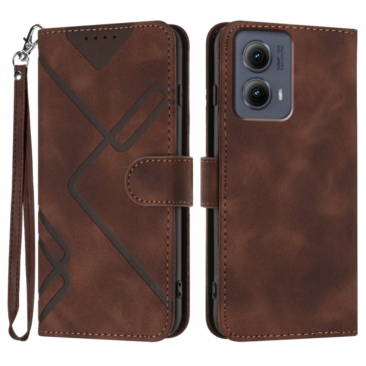 For Motorola Edge 5G 2024 Line Pattern Skin Feel Leather Phone Case(Coffee) - Motorola Cases by PMC Jewellery | Online Shopping South Africa | PMC Jewellery | Buy Now Pay Later Mobicred