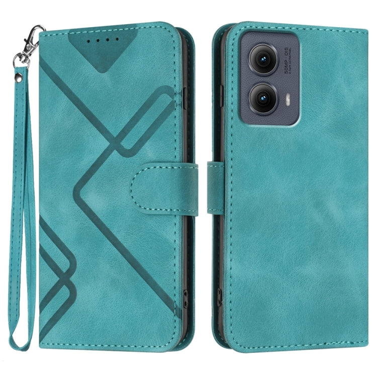 For Motorola Edge 5G 2024 Line Pattern Skin Feel Leather Phone Case(Light Blue) - Motorola Cases by PMC Jewellery | Online Shopping South Africa | PMC Jewellery | Buy Now Pay Later Mobicred