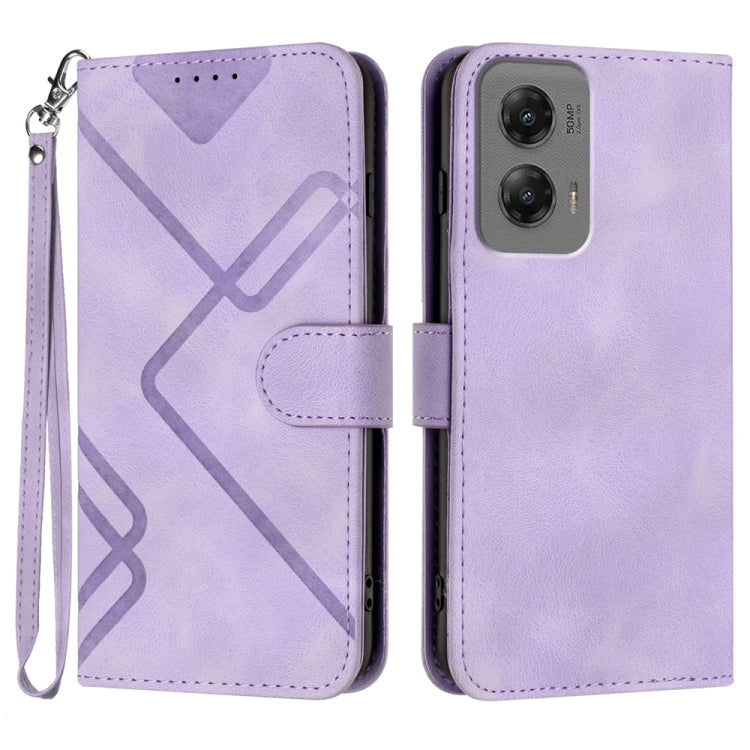 For Motorola Moto G Stylus 5G 2024 Line Pattern Skin Feel Leather Phone Case(Light Purple) - Motorola Cases by PMC Jewellery | Online Shopping South Africa | PMC Jewellery | Buy Now Pay Later Mobicred