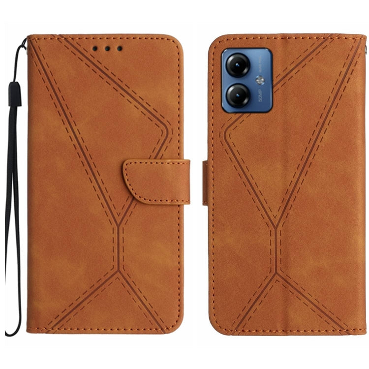 For Motorola Moto G54 Stitching Embossed Leather Phone Case(Brown) - free shipping - PMC TechLife - Order now!