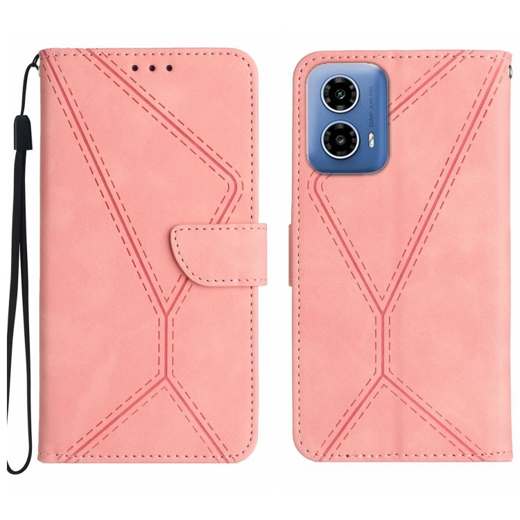 For Motorola Moto G04 / G24 Stitching Embossed Leather Phone Case(Pink) - Motorola Cases by PMC TechLife | Online Shopping South Africa | PMC TechLife | Buy Now Pay Later Mobicred