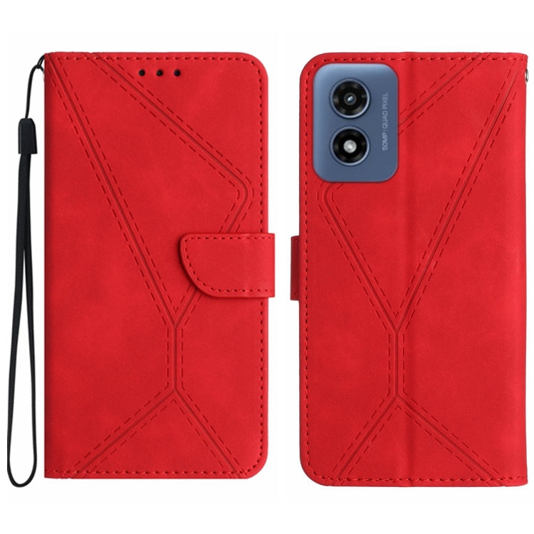 For Motorola Moto G Play 4G 2024 Stitching Embossed Leather Phone Case(Red) - Motorola Cases by PMC TechLife | Online Shopping South Africa | PMC TechLife | Buy Now Pay Later Mobicred