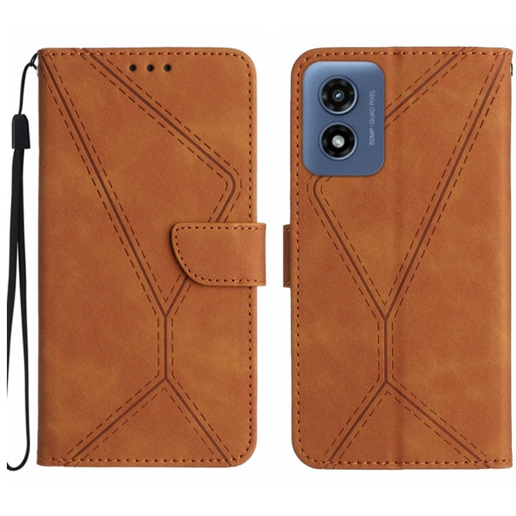 For Motorola Moto G Play 4G 2024 Stitching Embossed Leather Phone Case(Brown) - Motorola Cases by PMC TechLife | Online Shopping South Africa | PMC TechLife | Buy Now Pay Later Mobicred