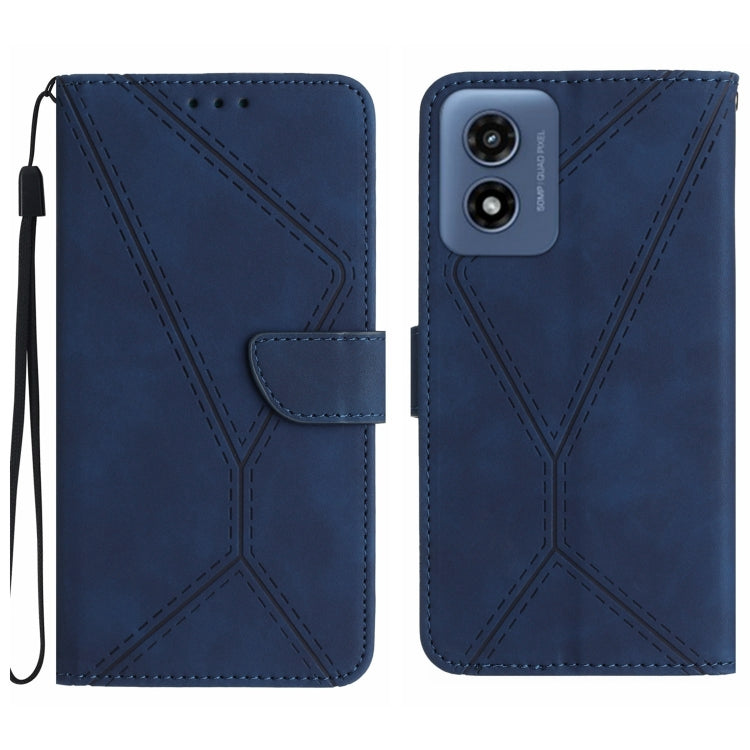 For Motorola Moto G Play 4G 2024 Stitching Embossed Leather Phone Case(Blue) - Motorola Cases by PMC TechLife | Online Shopping South Africa | PMC TechLife | Buy Now Pay Later Mobicred