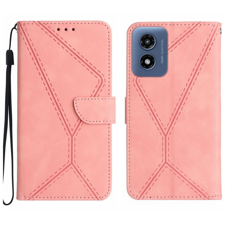 For Motorola Moto G Play 5G 2024 Stitching Embossed Leather Phone Case(Pink) - Motorola Cases by PMC TechLife | Online Shopping South Africa | PMC TechLife | Buy Now Pay Later Mobicred