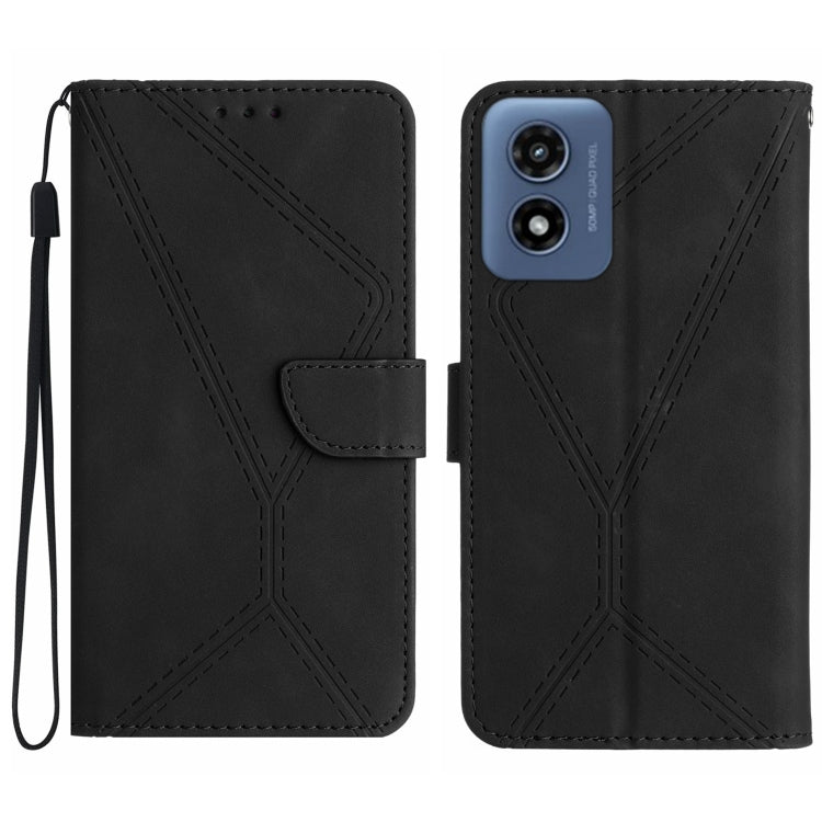 For Motorola Moto G Play 5G 2024 Stitching Embossed Leather Phone Case(Black) - Motorola Cases by PMC TechLife | Online Shopping South Africa | PMC TechLife | Buy Now Pay Later Mobicred