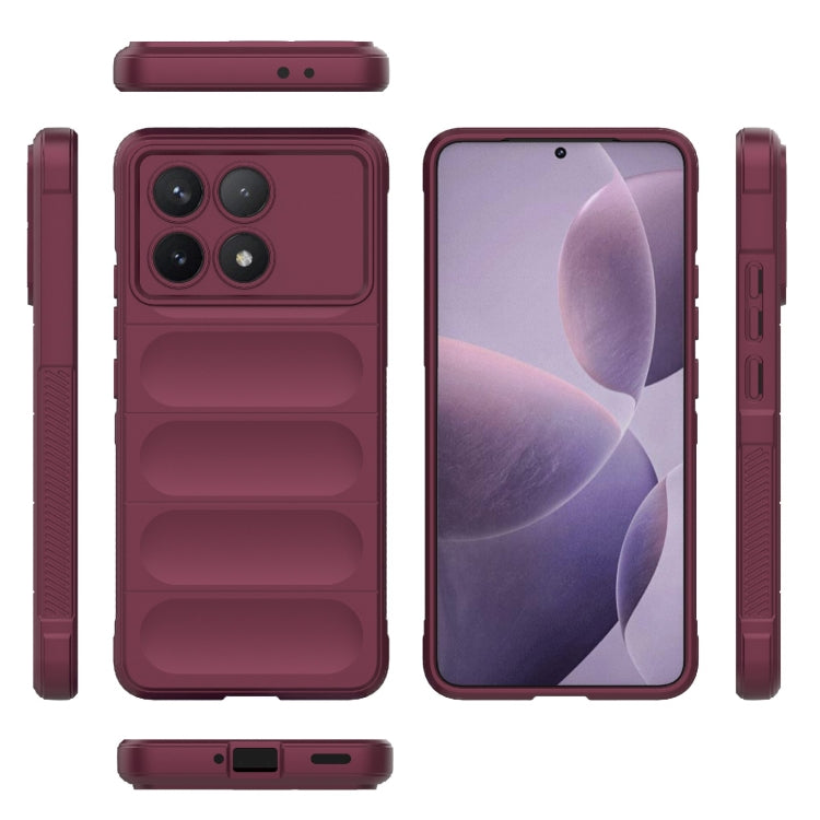 For Xiaomi Redmi K70 / K70 Pro 5G Magic Shield TPU + Flannel Phone Case(Wine Red) - K70 Pro Cases by PMC TechLife | Online Shopping South Africa | PMC TechLife | Buy Now Pay Later Mobicred