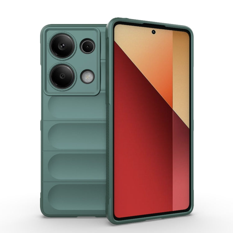 For Xiaomi Redmi Note 13 Pro 4G Global Magic Shield TPU + Flannel Phone Case(Dark Green) - Note 13 Pro Cases by PMC TechLife | Online Shopping South Africa | PMC TechLife | Buy Now Pay Later Mobicred