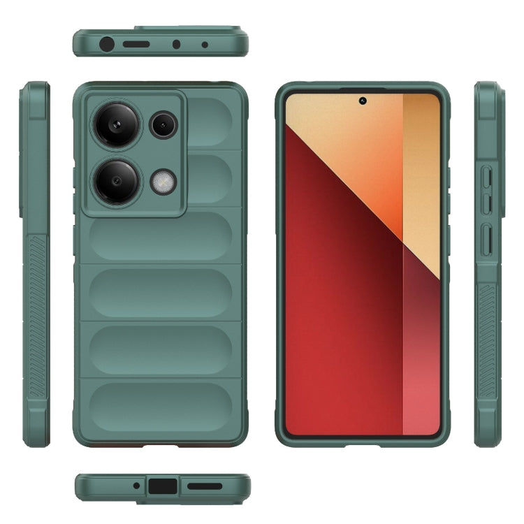For Xiaomi Redmi Note 13 Pro 4G Global Magic Shield TPU + Flannel Phone Case(Dark Green) - Note 13 Pro Cases by PMC TechLife | Online Shopping South Africa | PMC TechLife | Buy Now Pay Later Mobicred