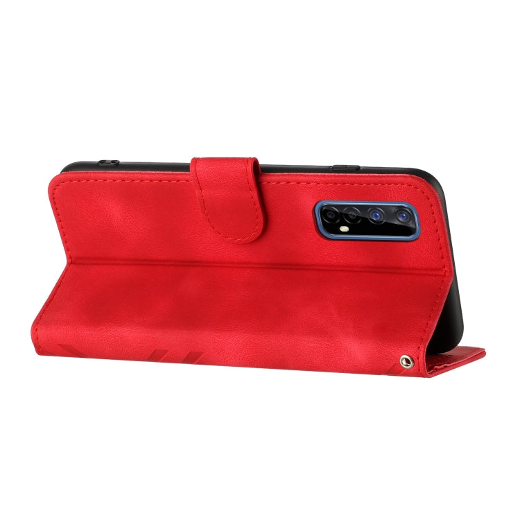 For Realme 7 / Narzo 20 Pro Line Pattern Skin Feel Leather Phone Case(Red) - Realme Cases by PMC TechLife | Online Shopping South Africa | PMC TechLife | Buy Now Pay Later Mobicred