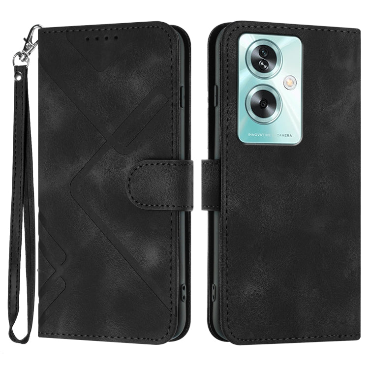 For OPPO A79 Line Pattern Skin Feel Leather Phone Case(Black) - OPPO Cases by PMC TechLife | Online Shopping South Africa | PMC TechLife