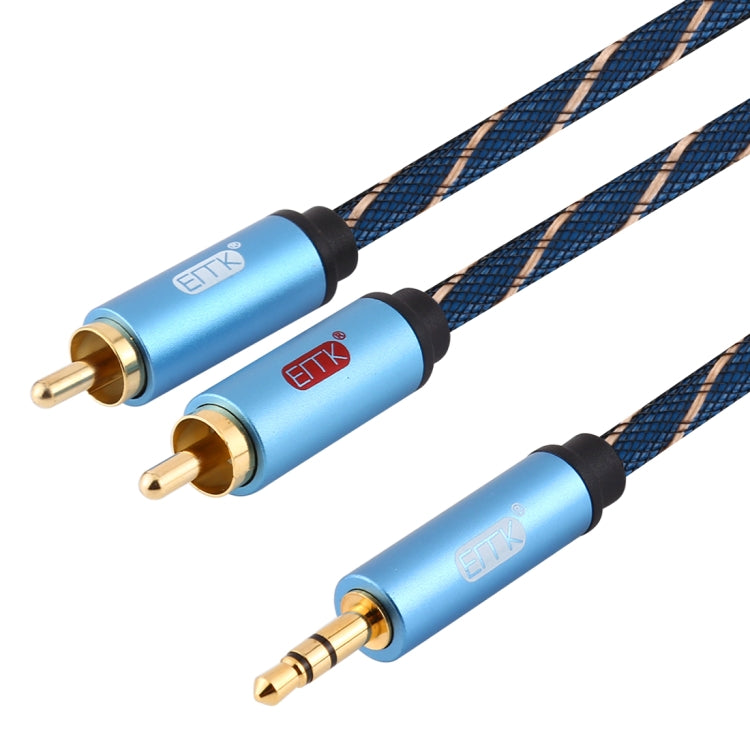 EMK 3.5mm Jack Male to 2 x RCA Male Gold Plated Connector Speaker Audio Cable, Cable Length:1m(Dark Blue) - free shipping - PMC Jewellery - Order now!