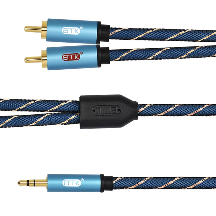 EMK 3.5mm Jack Male to 2 x RCA Male Gold Plated Connector Speaker Audio Cable, Cable Length:3m(Dark Blue) - free shipping - PMC Jewellery - Order now!