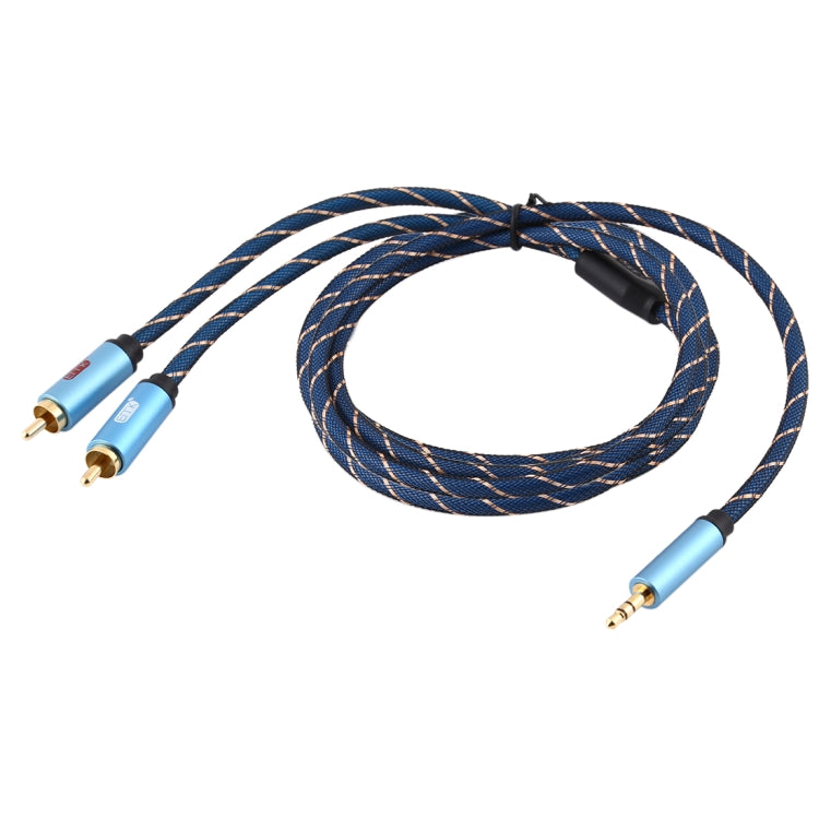EMK 3.5mm Jack Male to 2 x RCA Male Gold Plated Connector Speaker Audio Cable, Cable Length:3m(Dark Blue) - free shipping - PMC Jewellery - Order now!
