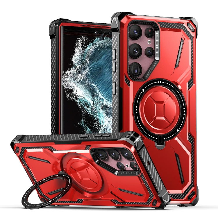 For Samsung Galaxy S22 Ultra 5G Armor Series Holder Phone Case(Red) - Galaxy S22 Ultra 5G Cases by PMC TechLife | Online Shopping South Africa | PMC TechLife