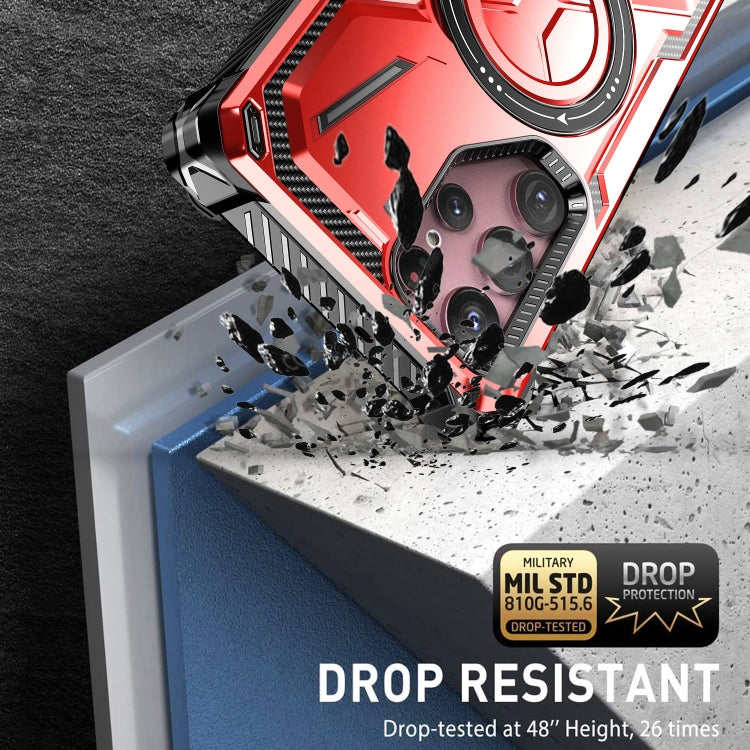 For Samsung Galaxy S22 Ultra 5G Armor Series Holder Phone Case(Red) - Galaxy S22 Ultra 5G Cases by PMC TechLife | Online Shopping South Africa | PMC TechLife