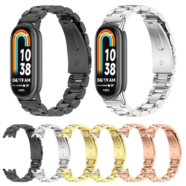 For Xiaomi Mi Band 8 / 9 / 9 NFC Mijobs Three Bead Stainless Steel Watch Band(Light Gold) - Watch Bands by MIJOBS | Online Shopping South Africa | PMC TechLife | Buy Now Pay Later Mobicred
