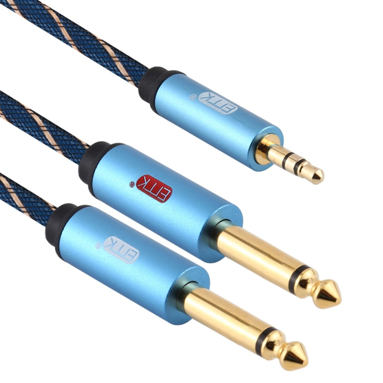 EMK 3.5mm Jack Male to 2 x 6.35mm Jack Male Gold Plated Connector Nylon Braid AUX Cable for Computer / X-BOX / PS3 / CD / DVD, Cable Length:1m(Dark Blue) - Audio Optical Cables by PMC TechLife | Online Shopping South Africa | PMC TechLife | Buy Now Pay Later Mobicred