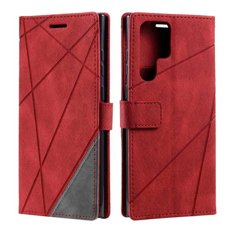 For Samsung Galaxy S24 Ultra 5G Skin Feel Splicing Leather Phone Case(Red) - Galaxy S24 Ultra 5G Cases by PMC TechLife | Online Shopping South Africa | PMC TechLife | Buy Now Pay Later Mobicred