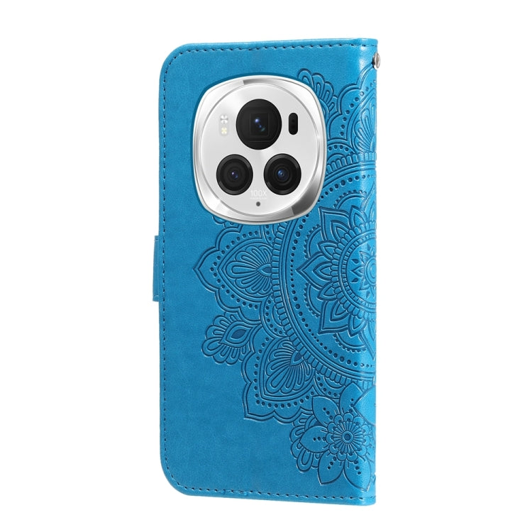 For Honor Magic6 Pro Seven-petal Flowers Embossing Leather Phone Case(Blue) - free shipping - PMC Jewellery - Order now!