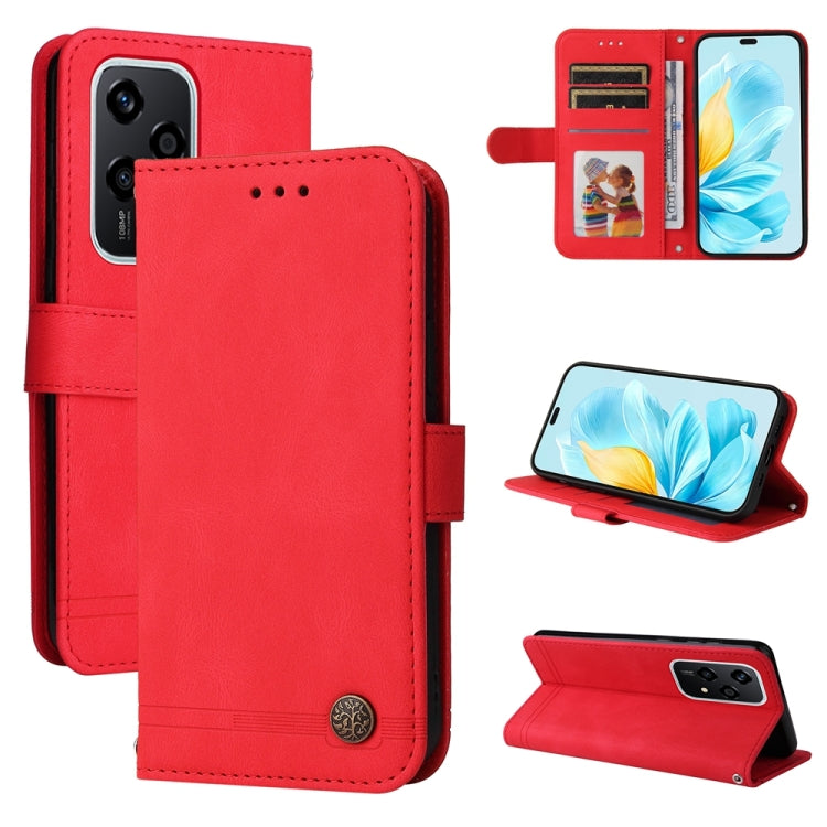 For Honor 200 Lite Global Skin Feel Life Tree Metal Button Leather Phone Case(Red) - Honor Cases by PMC TechLife | Online Shopping South Africa | PMC TechLife | Buy Now Pay Later Mobicred