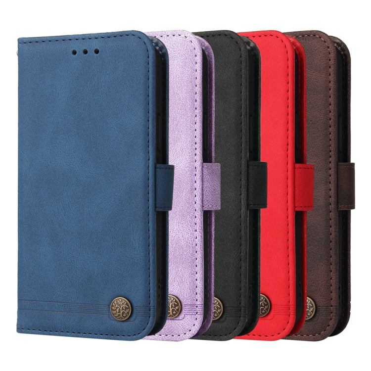 For Honor 100 Pro Skin Feel Life Tree Metal Button Leather Phone Case(Blue) - Honor Cases by PMC TechLife | Online Shopping South Africa | PMC TechLife | Buy Now Pay Later Mobicred