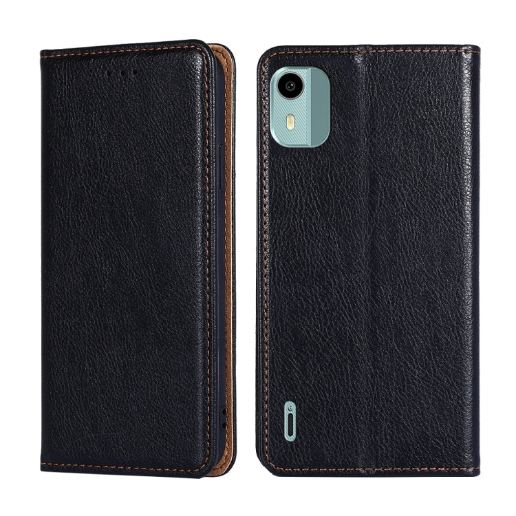For Nokia C12 Gloss Oil Solid Color Magnetic Leather Phone Case(Black) - free shipping - PMC TechLife - Order now!