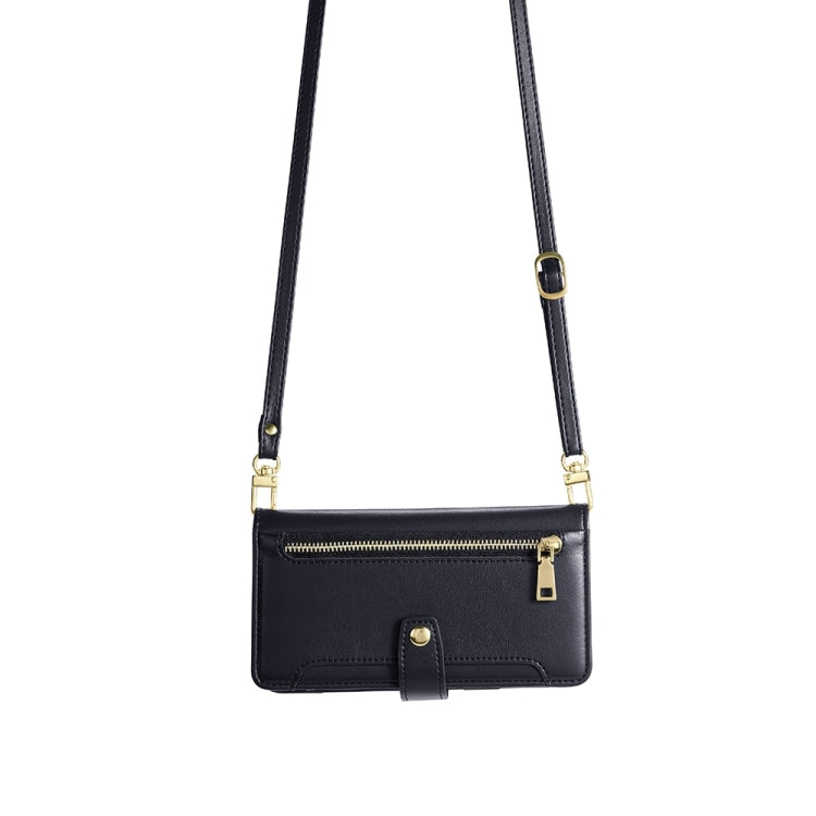 For Nokia C110 4G Lite Sheep Texture Cross-body Zipper Wallet Leather Phone Case(Black) - Nokia Cases by PMC TechLife | Online Shopping South Africa | PMC TechLife | Buy Now Pay Later Mobicred