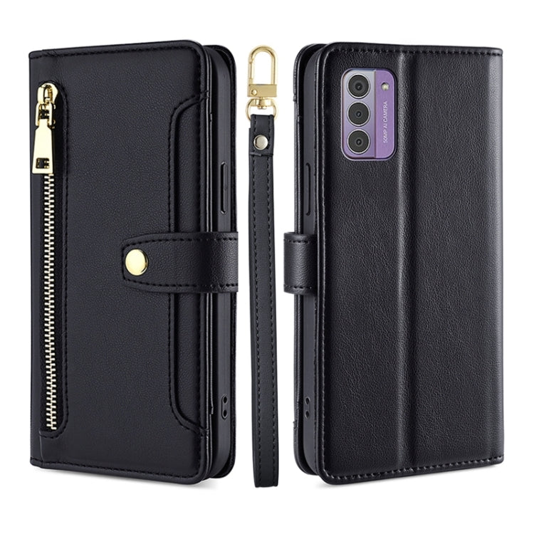 For Nokia G42 5G Lite Sheep Texture Cross-body Zipper Wallet Leather Phone Case(Black) - Nokia Cases by PMC TechLife | Online Shopping South Africa | PMC TechLife | Buy Now Pay Later Mobicred