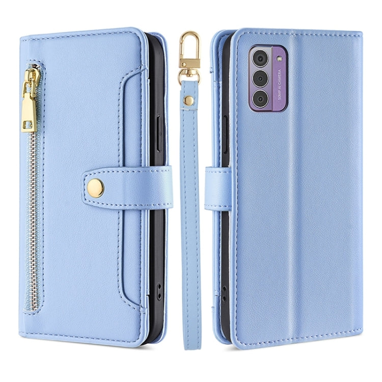 For Nokia G42 5G Lite Sheep Texture Cross-body Zipper Wallet Leather Phone Case(Blue) - Nokia Cases by PMC TechLife | Online Shopping South Africa | PMC TechLife | Buy Now Pay Later Mobicred