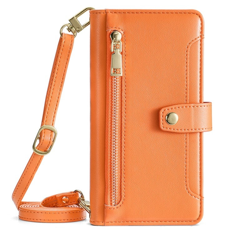For Honor 200 5G Sheep Texture Cross-body Zipper Wallet Leather Phone Case(Orange) - Honor Cases by PMC TechLife | Online Shopping South Africa | PMC TechLife | Buy Now Pay Later Mobicred