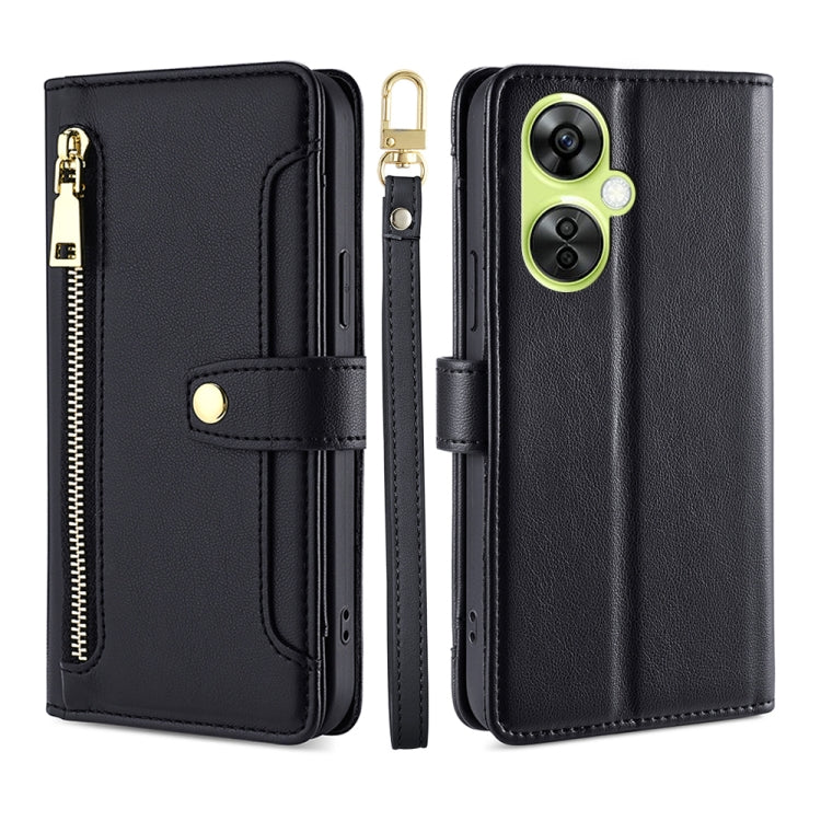 For OnePlus Nord CE 3 Lite 5G Sheep Texture Cross-body Zipper Wallet Leather Phone Case(Black) - free shipping - PMC TechLife - Order now!