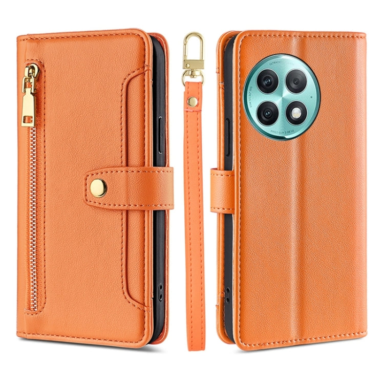 For OnePlus Ace 2 Pro Sheep Texture Cross-body Zipper Wallet Leather Phone Case(Orange) - OnePlus Cases by PMC TechLife | Online Shopping South Africa | PMC TechLife | Buy Now Pay Later Mobicred