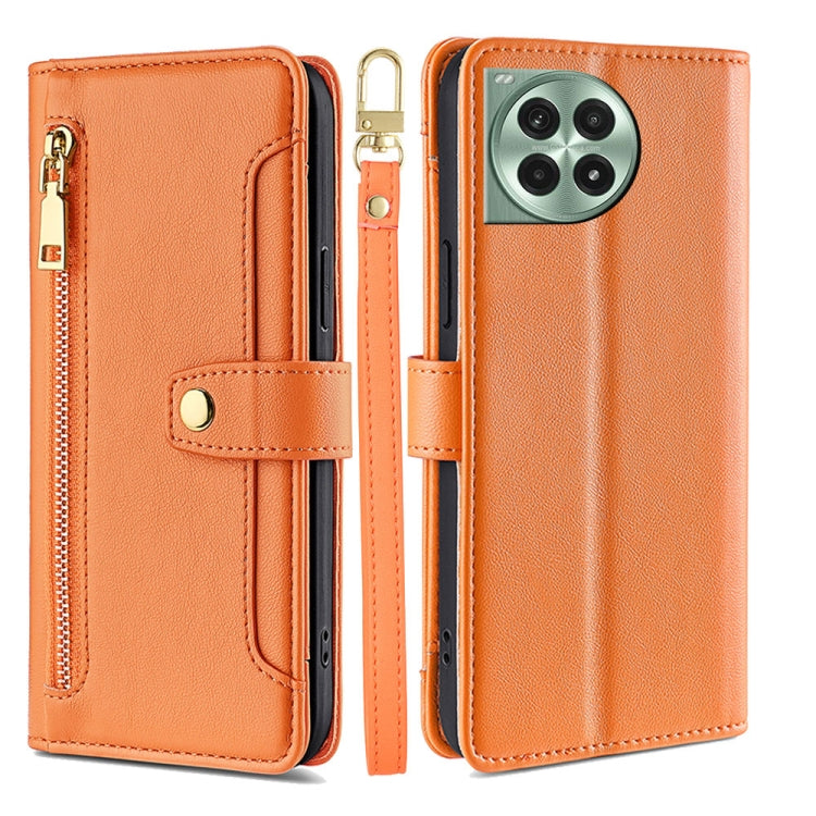 For OnePlus Ace 3 Pro 5G Sheep Texture Cross-body Zipper Wallet Leather Phone Case(Orange) - OnePlus Cases by PMC TechLife | Online Shopping South Africa | PMC TechLife | Buy Now Pay Later Mobicred