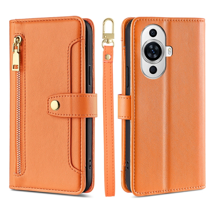 For Huawei nova 11 4G Sheep Texture Cross-body Zipper Wallet Leather Phone Case(Orange) - Huawei Cases by PMC TechLife | Online Shopping South Africa | PMC TechLife | Buy Now Pay Later Mobicred