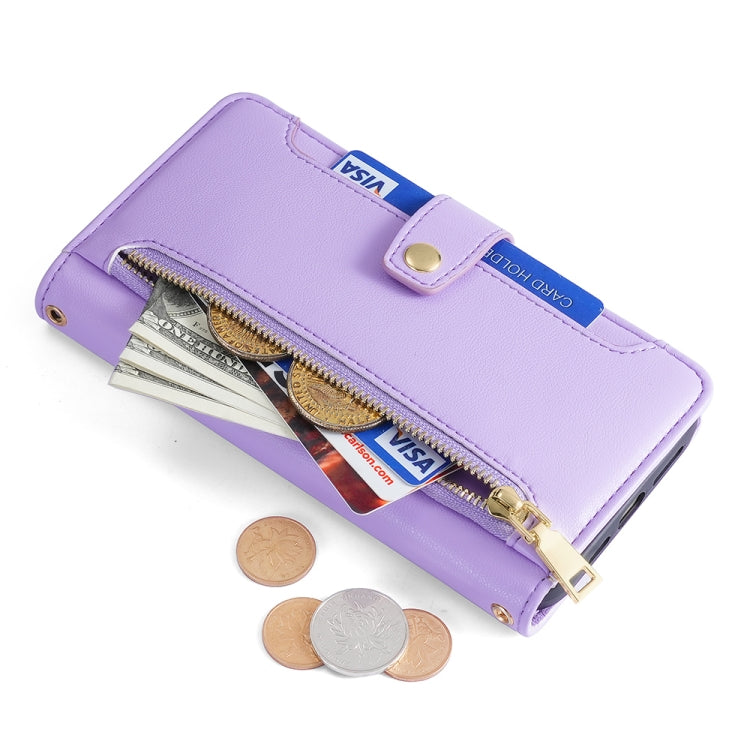 For Huawei nova 11 Pro 4G / 11 Ultra 4G Sheep Texture Cross-body Zipper Wallet Leather Phone Case(Purple) - Huawei Cases by PMC TechLife | Online Shopping South Africa | PMC TechLife | Buy Now Pay Later Mobicred