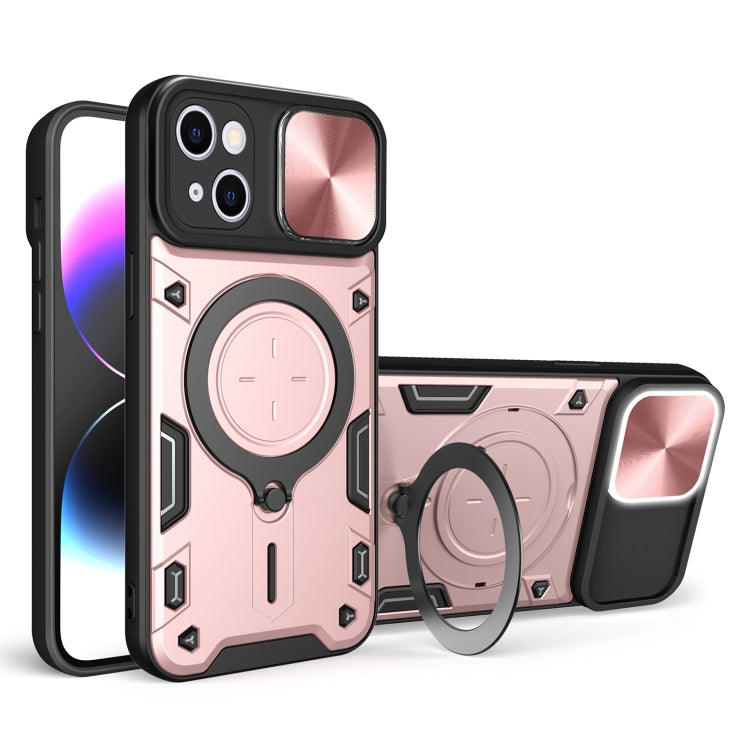 For iPhone 15 CD Texture Sliding Camshield Magnetic Holder Phone Case(Pink) - iPhone 15 Cases by PMC TechLife | Online Shopping South Africa | PMC TechLife