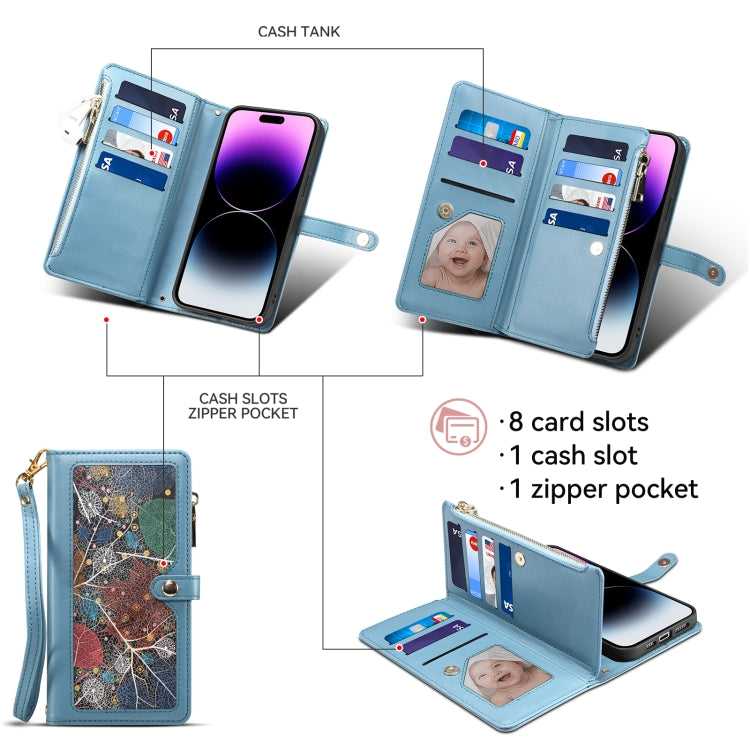 For Google Pixel 8 Pro ESEBLE Star Series Lanyard Zipper Wallet RFID Leather Case(Blue) - Google Cases by ESEBLE | Online Shopping South Africa | PMC TechLife | Buy Now Pay Later Mobicred