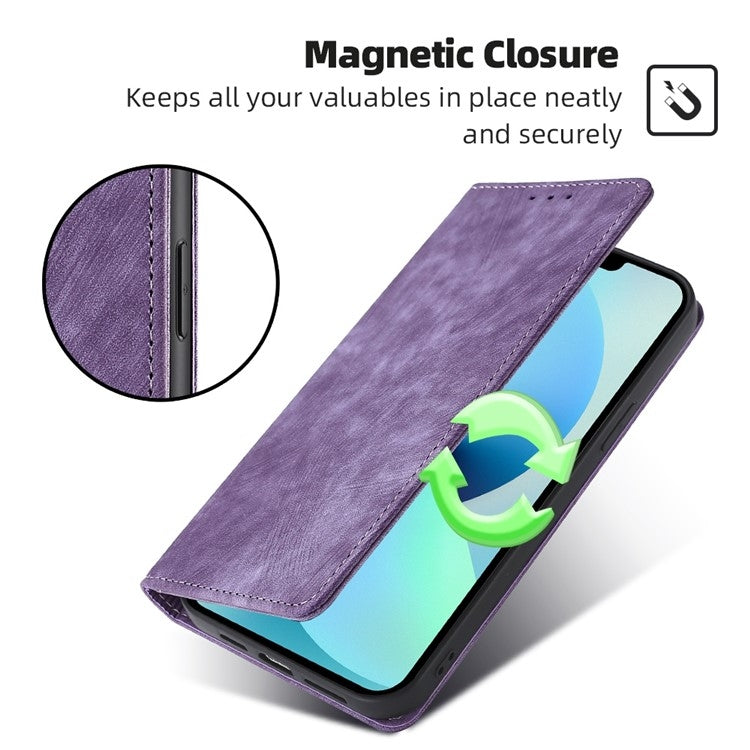 For Huawei Pura 70 RFID Anti-theft Brush Magnetic Leather Phone Case(Purple) - free shipping - PMC Jewellery - Order now!