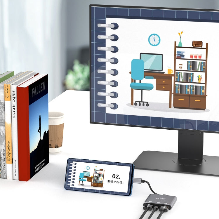 Onten 9175S 3 in 1 USB-C / Type-C to HDMI Adapter(Grey) - free shipping - PMC Jewellery - Order now!