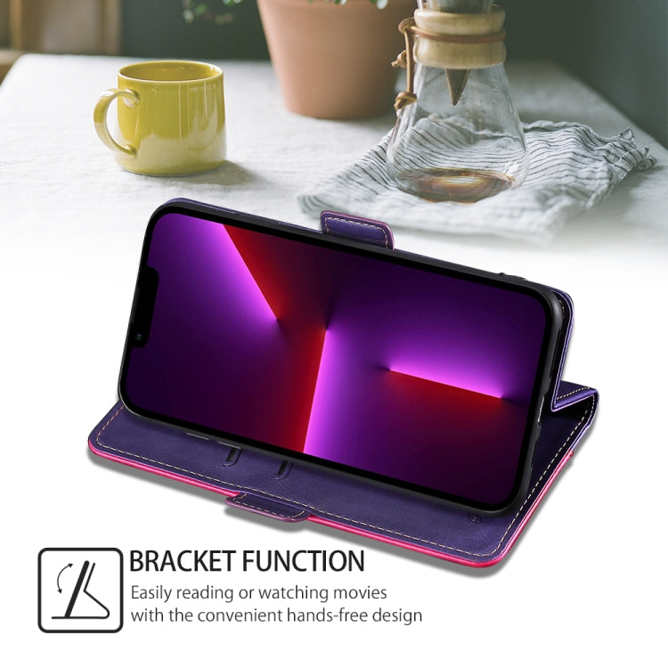 For Huawei Pura 70 Pro / 70 Pro+ 5G Contrast Color Side Buckle Leather Phone Case(Purple + Rose Red) - free shipping - PMC Jewellery - Order now!