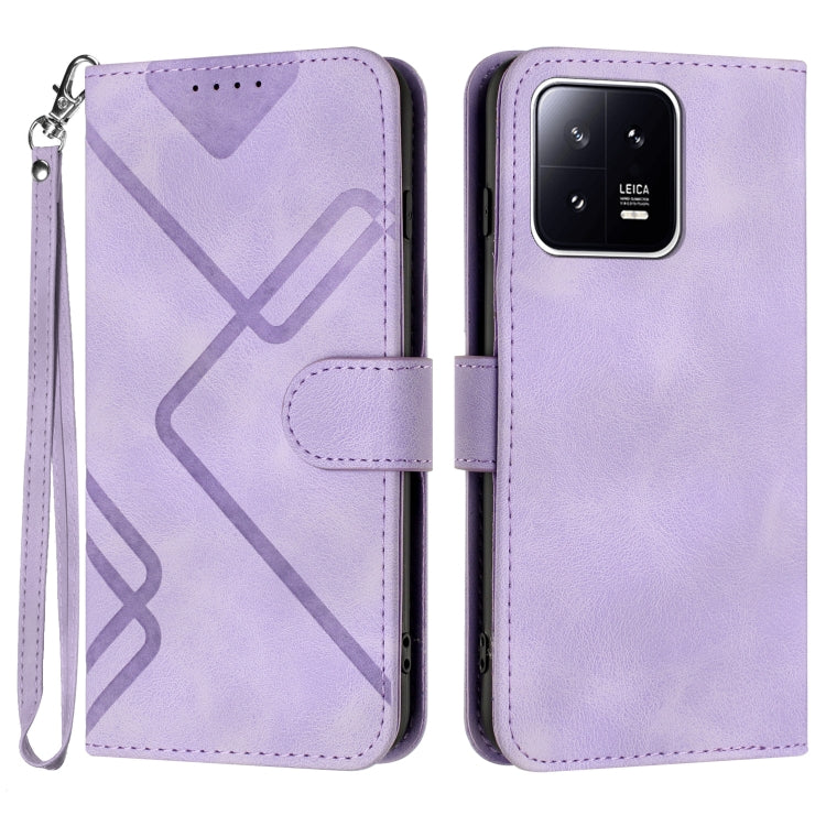 For Xiaomi 13 Line Pattern Skin Feel Leather Phone Case(Light Purple) - 13 Cases by PMC TechLife | Online Shopping South Africa | PMC TechLife | Buy Now Pay Later Mobicred
