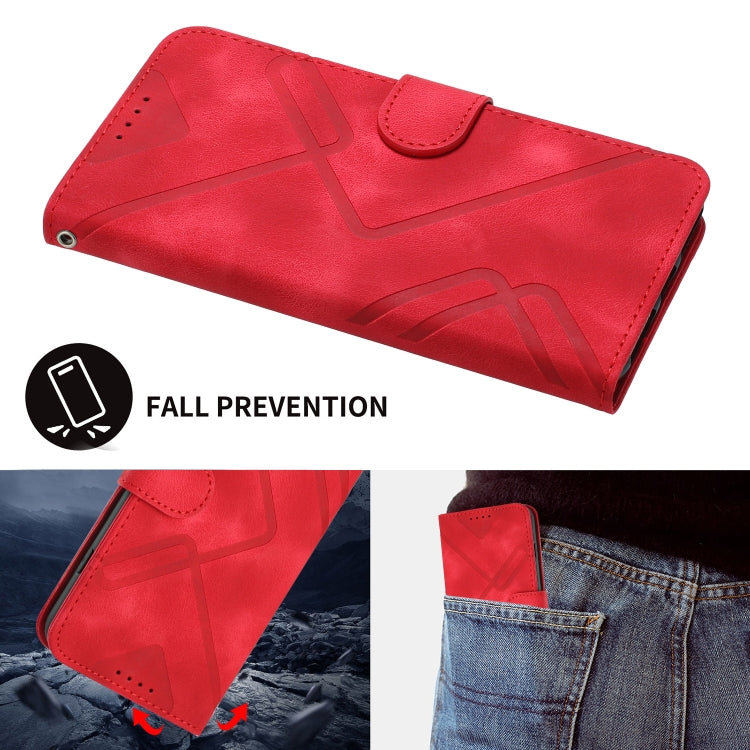For Xiaomi Redmi 13C Line Pattern Skin Feel Leather Phone Case(Red) - Xiaomi Cases by PMC TechLife | Online Shopping South Africa | PMC TechLife | Buy Now Pay Later Mobicred