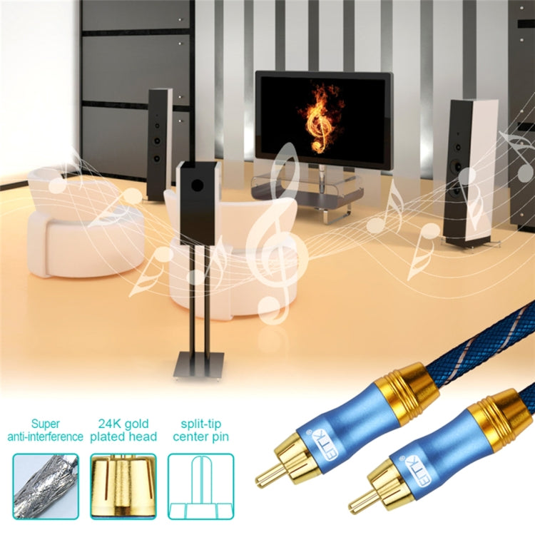 EMK 2 x RCA Male to 2 x RCA Male Gold Plated Connector Nylon Braid Coaxial Audio Cable for TV / Amplifier / Home Theater / DVD, Cable Length:1m(Dark Blue) - free shipping - PMC Jewellery - Order now!